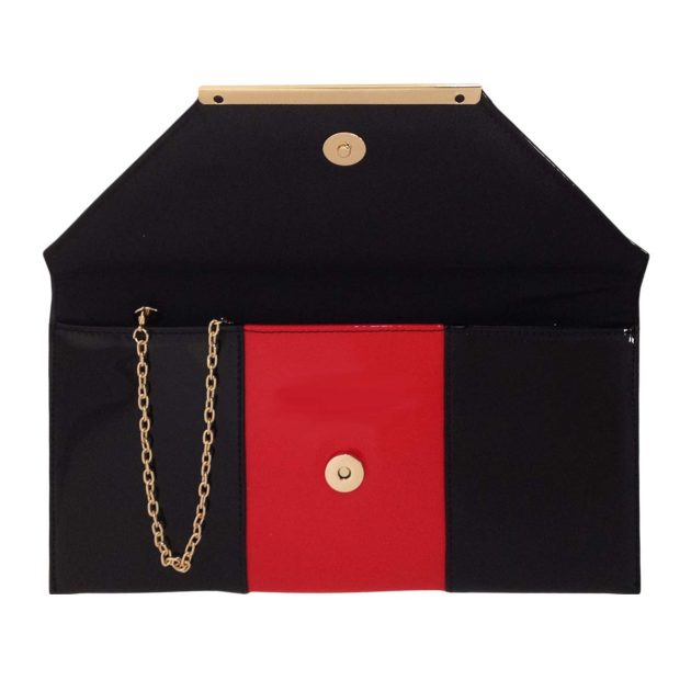 Red and black patent leather envelope clutch - Image 5