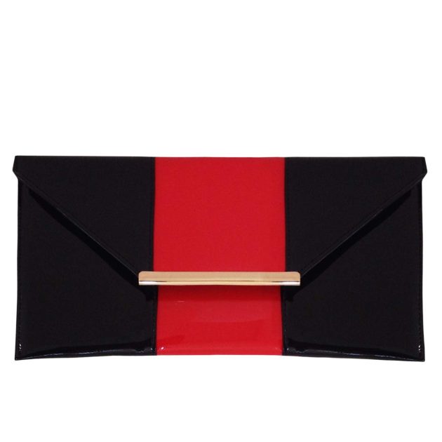 Red and black patent leather envelope clutch - Image 3