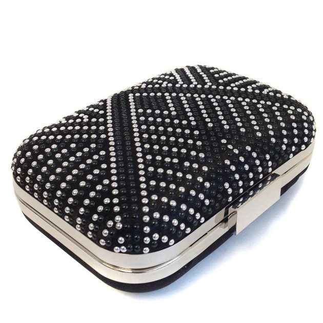 Black and Silver Box Clutch - Image 3