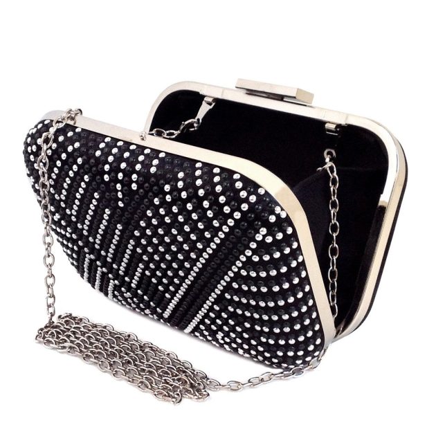Black and Silver Box Clutch - Image 2