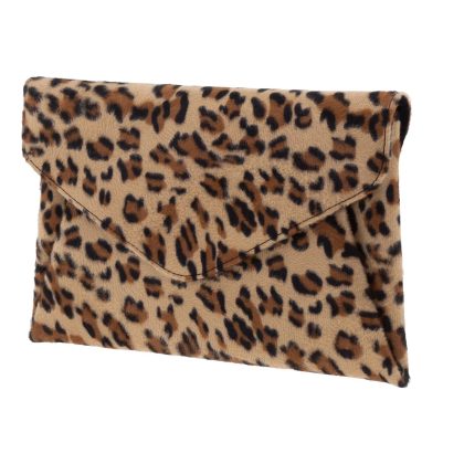 Leopard fur clutch