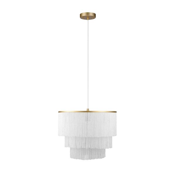 White fabric tassel chandelier - Image 6