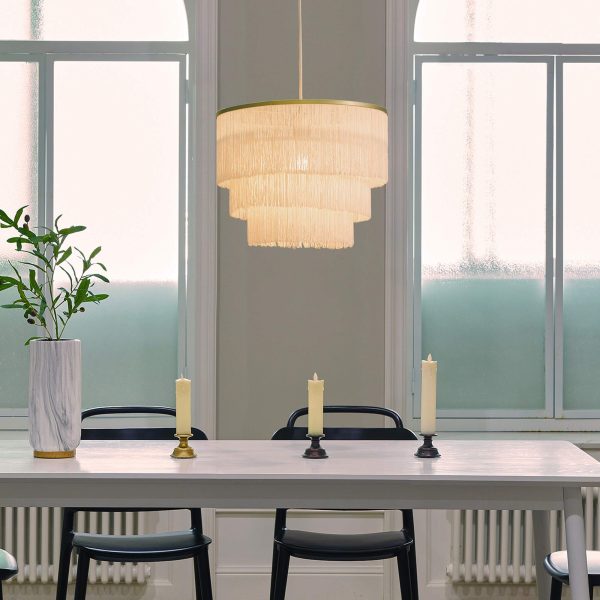 White fabric tassel chandelier - Image 5