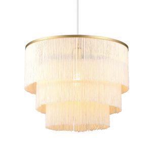 White fabric tassel chandelier