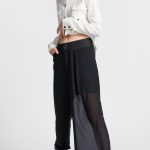 Detachable see-through straight-leg pants