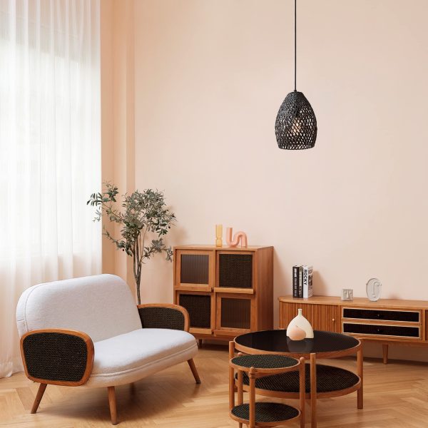 Matte black single head chandelier - Image 7