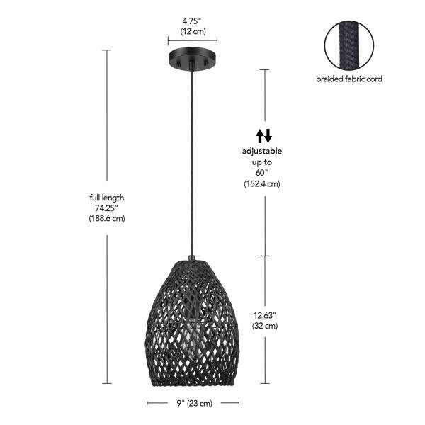 Matte black single head chandelier - Image 5