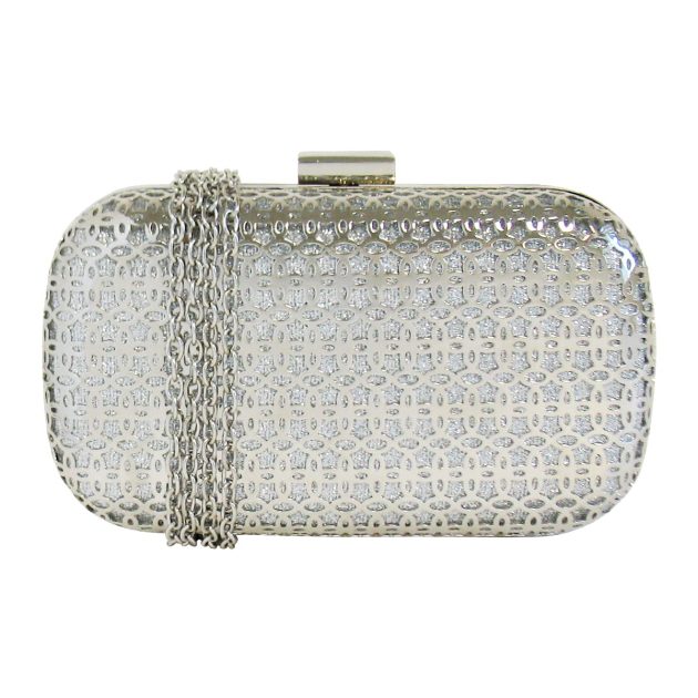 Silver Metal Box Clutch - Image 3
