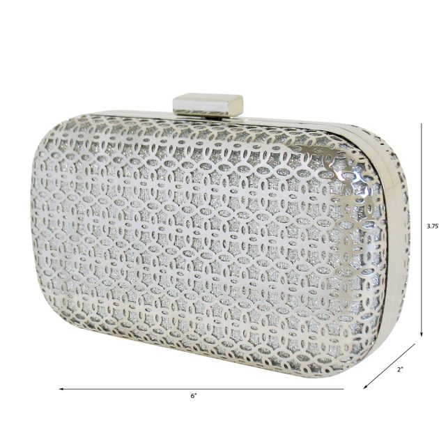 Silver Metal Box Clutch - Image 2