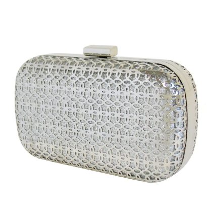Silver Metal Box Clutch