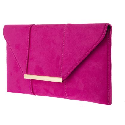 Rose Red Faux Suede Envelope Clutch