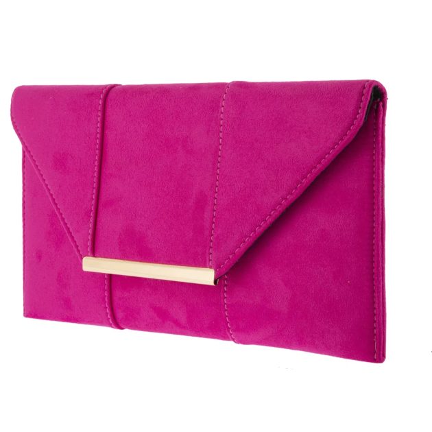 Rose Red Faux Suede Envelope Clutch