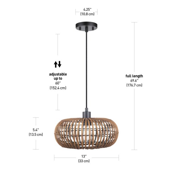 Rattan lampshade single head chandelier - Image 8