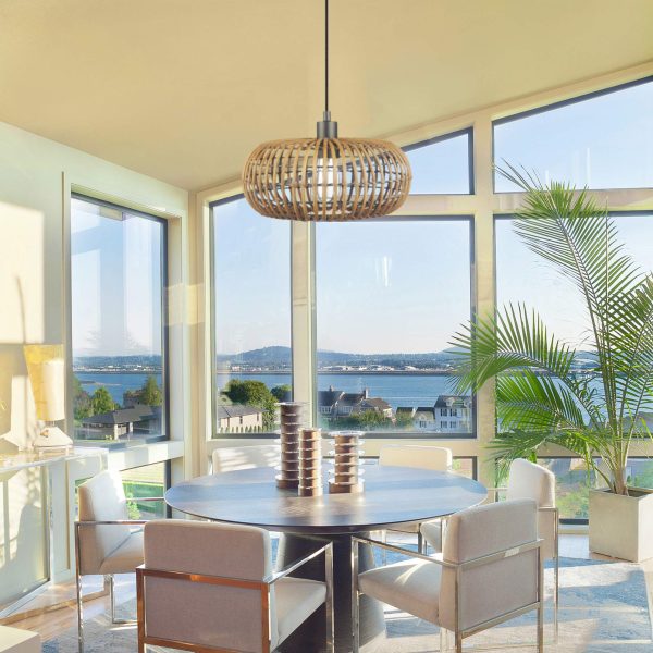 Rattan lampshade single head chandelier - Image 6