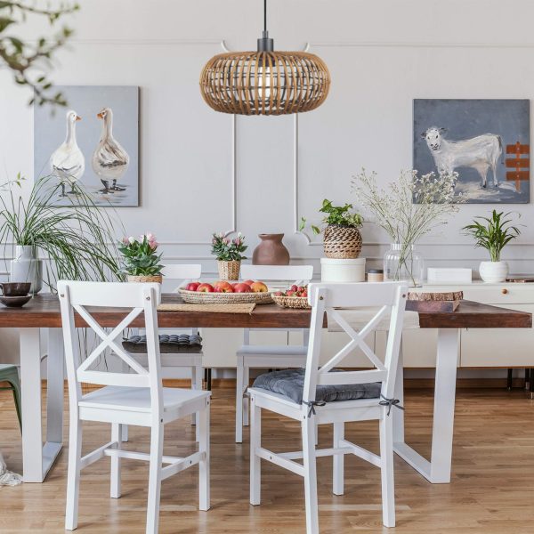 Rattan lampshade single head chandelier - Image 5