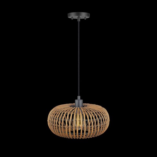 Rattan lampshade single head chandelier - Image 3