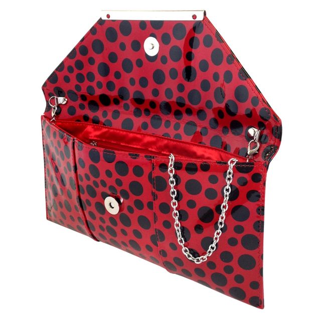 Red and black polka dots envelope clutch - Image 3
