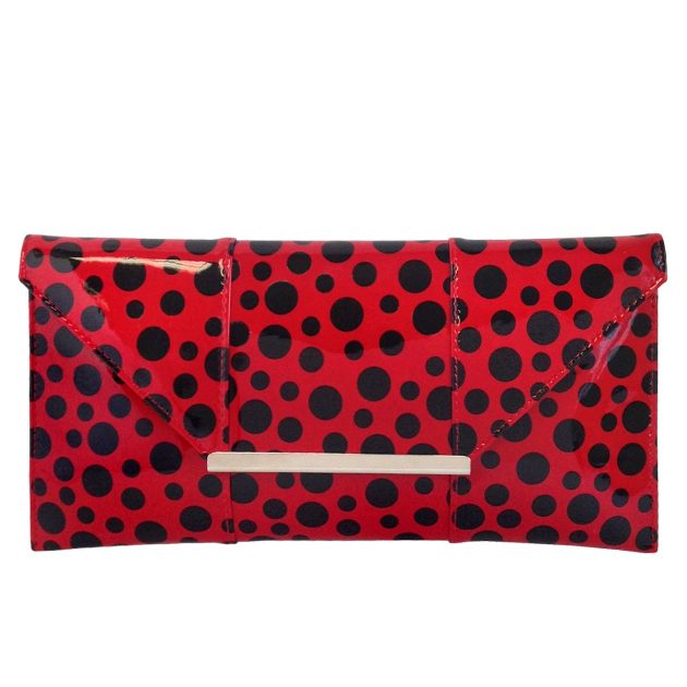 Red and black polka dots envelope clutch - Image 2