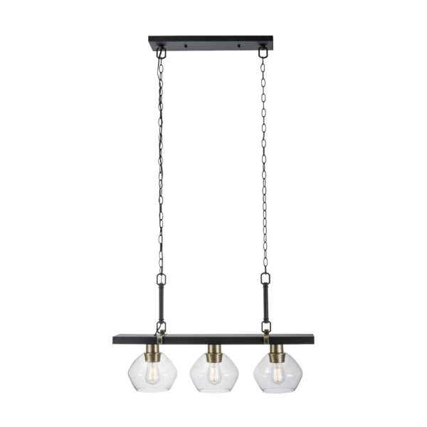 Three linear pendant lights