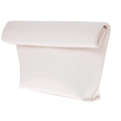 White Faux Leather Oversized Folding Clutch