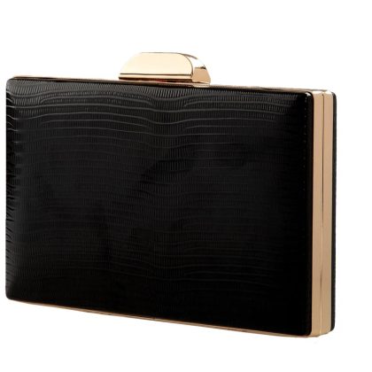 Black metal hardshell clutch
