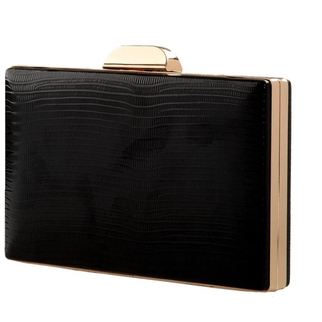 Black metal hardshell clutch