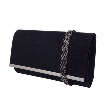Black shiny evening clutch