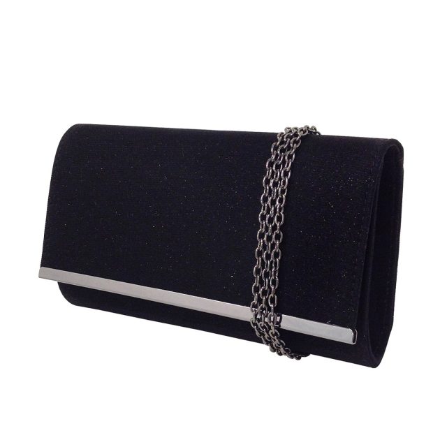 Black shiny evening clutch