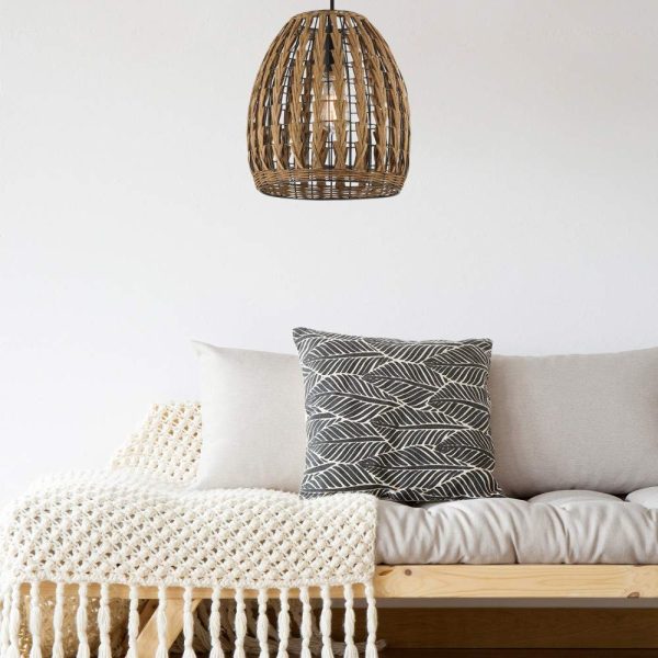 Woven rattan single head chandelier - Image 7