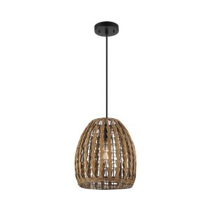 Woven rattan single head chandelier