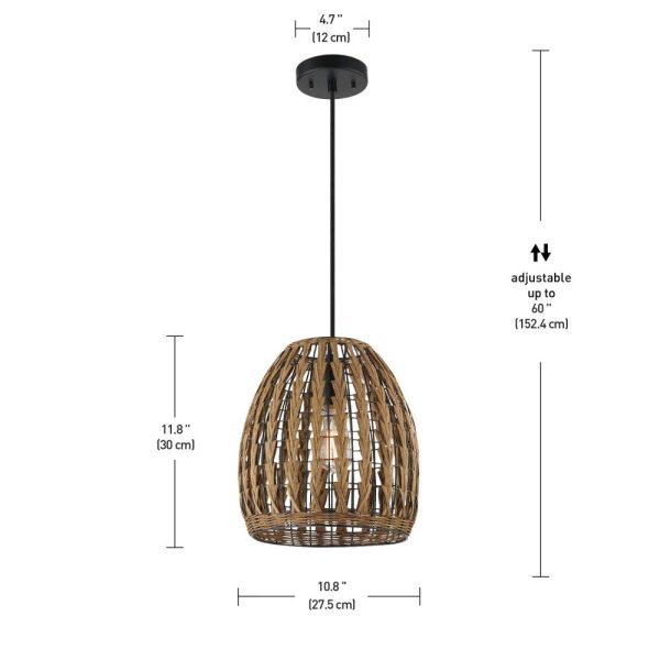 Woven rattan single head chandelier - Image 4