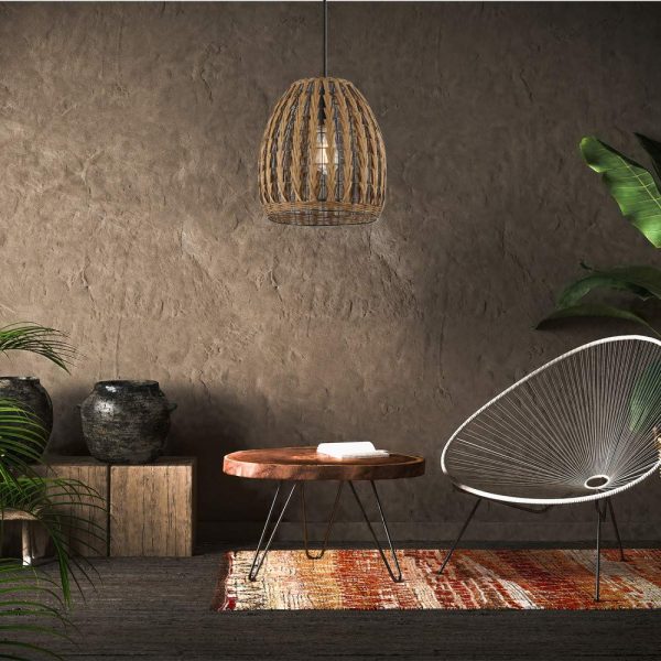 Woven rattan single head chandelier - Image 3