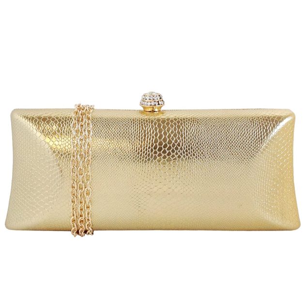 Gold Metal Hardshell Evening Clutch - Image 2