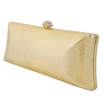 Gold Metal Hardshell Evening Clutch