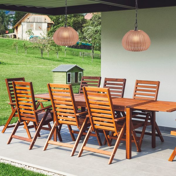 Rattan Single Head Outdoor Plug-in Pendant Light - Image 4