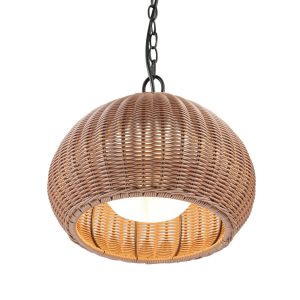 Rattan Single Head Outdoor Plug-in Pendant Light
