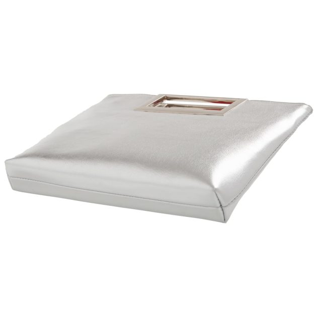 Silver Embossed Metal Top Handle Clutch - Image 3