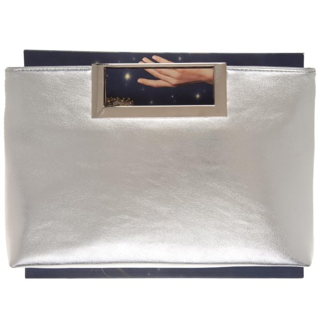 Silver Embossed Metal Top Handle Clutch - Image 2