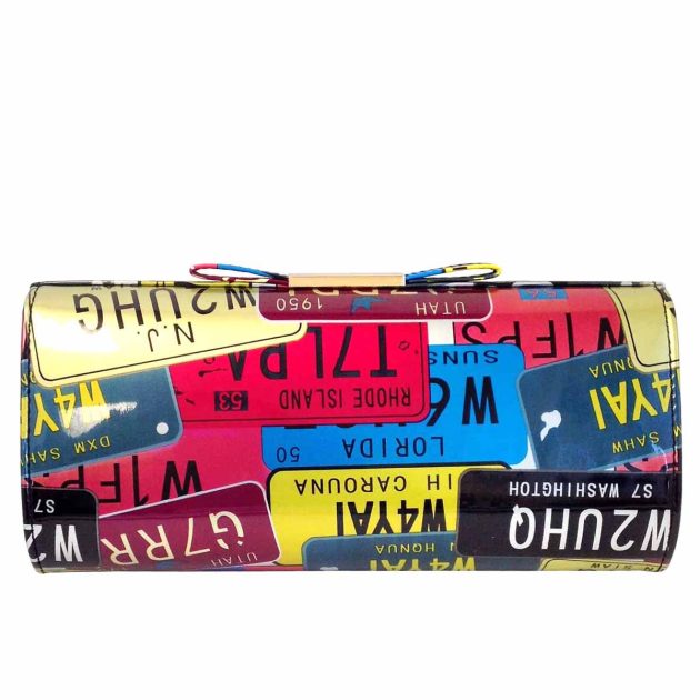 License Plate Faux Patent Leather Bow Clutch - Image 5