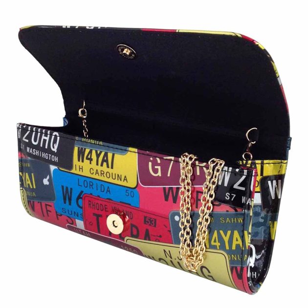 License Plate Faux Patent Leather Bow Clutch - Image 3