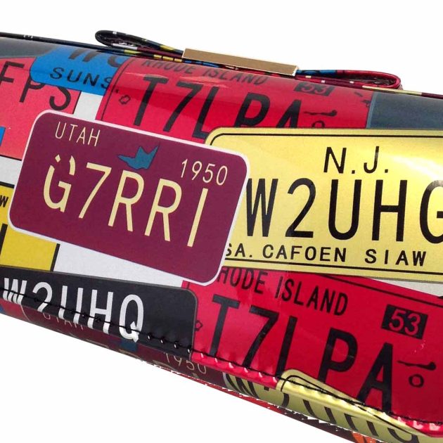 License Plate Faux Patent Leather Bow Clutch - Image 2