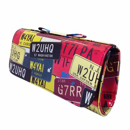 License Plate Faux Patent Leather Bow Clutch