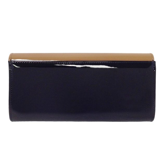 Black and Brown Faux Patent Leather Clutch - Image 4