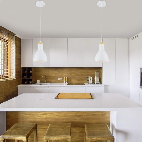 Matte wood grain decorative single head chandelier - Image 2