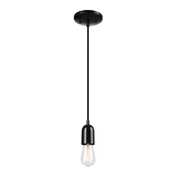 Bright black single head chandelier