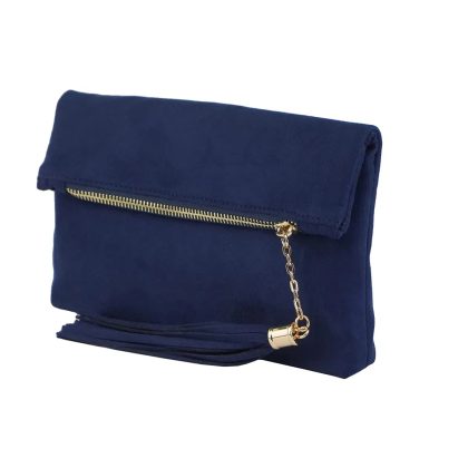 Suede tassel foldover mini bag