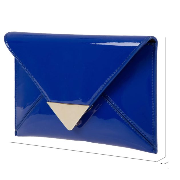 Blue Faux Patent Shiny Envelope Clutch - Image 4