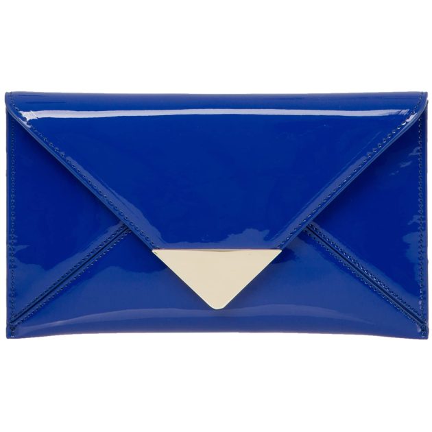 Blue Faux Patent Shiny Envelope Clutch - Image 3