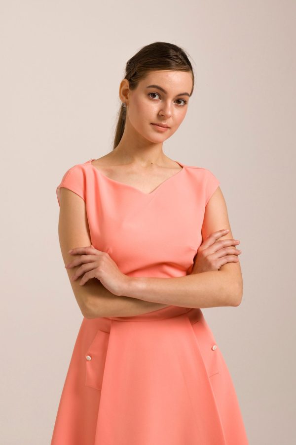 Vibrant pink and orange dress - Image 2