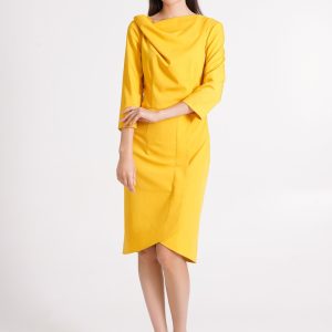Yellow Ruffle Neck Dress